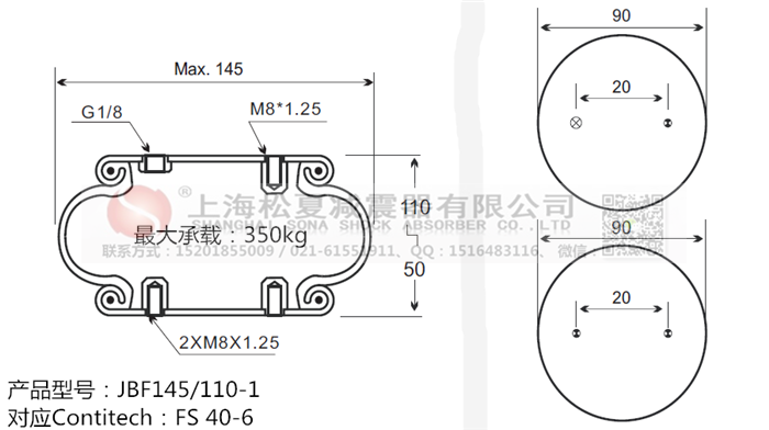 JBF145/110-1橡膠<a href='http://www.wjgujie.com/' target='_blank'><u>空氣彈簧</u></a>