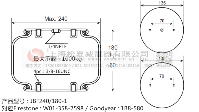 JBF240-180-1橡膠<a href='http://www.wjgujie.com/' target='_blank'><u>空氣彈簧</u></a>