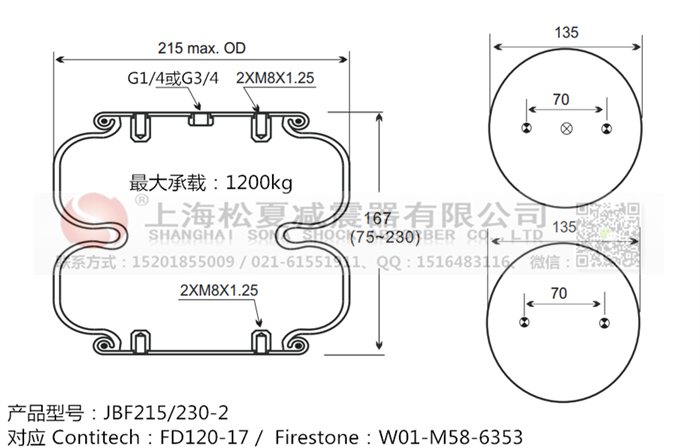 JBF215/230-2橡膠<a href='http://www.wjgujie.com/' target='_blank'><u>空氣彈簧</u></a>