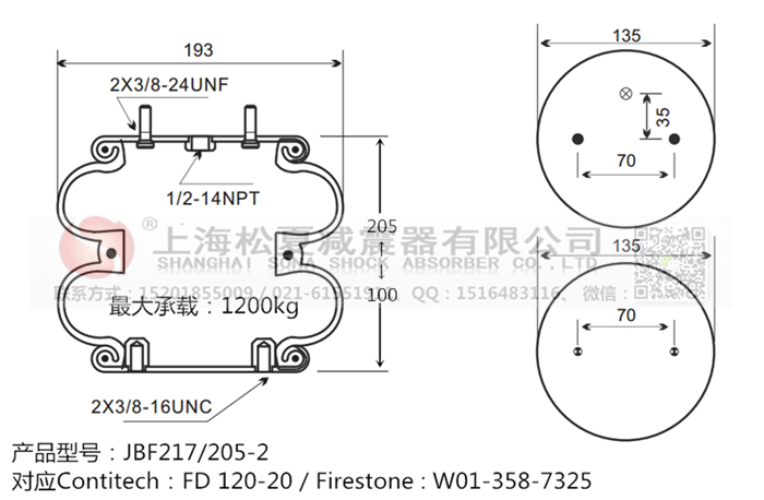 JBF217/205-2橡膠<a href='http://www.wjgujie.com/' target='_blank'><u>空氣彈簧</u></a>