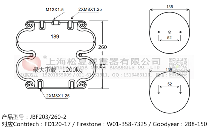 JBF203/260-2橡膠<a href='http://www.wjgujie.com/' target='_blank'><u>空氣彈簧</u></a>