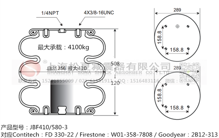 JBF410/580-3橡膠<a href='http://www.wjgujie.com/' target='_blank'><u>空氣彈簧</u></a>